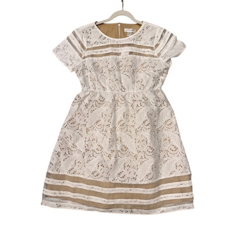 Motherhood Maternity Lace Overlay Dress Women's Medium‎ Feminine Sheer Easter